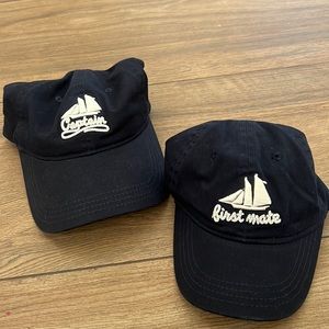 Captain & first mate matching embroidered father and son hats.  Adjustable.